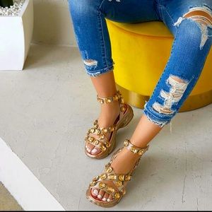Cape Robbin Jeweled Sandals “Gold”